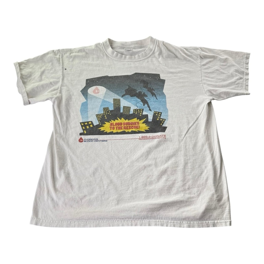 Vintage 2000s Florida's Blood Centers Blood Buddies To The Rescue Graphic T L